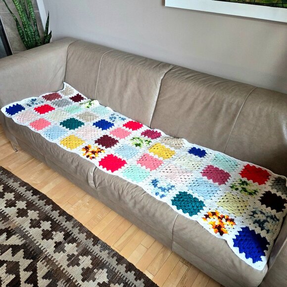 Hand made long crochet granny square throw/blanket/Afghan. - Picture 1 of 7